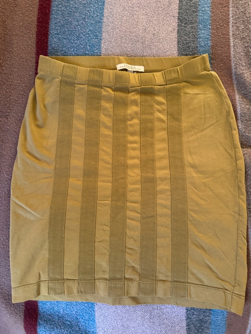 Prairie Underground Olive Green Vertical-Panel Pencil Skirt